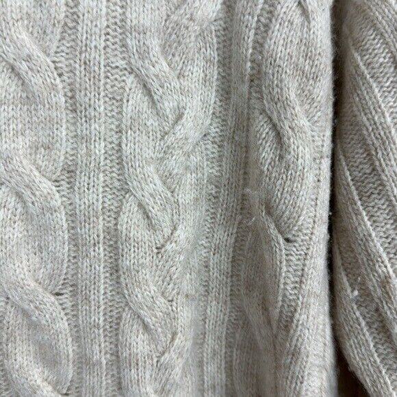 J Jill Sweater Womens Medium Beige Wool Cable Knit High Neck Boxy Fisherman - Picture 5 of 13